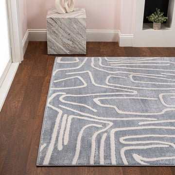 Alcina Modern Scandinavian Graphic Lines High-Low Area Rug